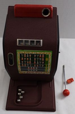 Vintage Mechanical Pachinko Ball Game. In it's original box, the lever is broken, an unknown 