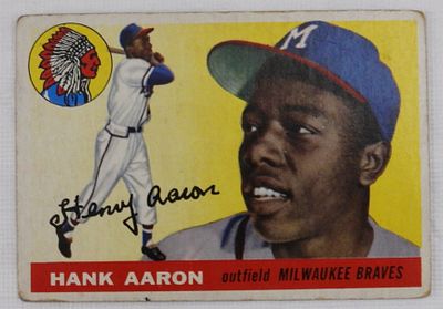 Hank Aaron 1955 #47 TOPPS. In Fair to Good condition. Does have some rounded corners