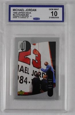 Michael Jordan 1998 UPPER DECK #47 CCG Granding. 1998 UPPER DECK MJ sticker #47. Corners 10 