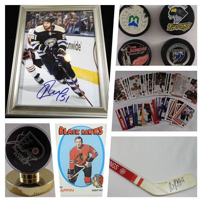 Assorted Hockey Lot Cards, Pucks & More. Many TOPPS and Upper Deck cards, hockey pucks, #51 