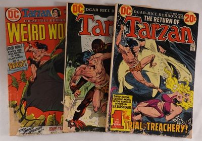 (3) DC Tarzan Comics. Tarzan, The Return of Tarzan, and Weird Worlds. All 1973, Bronze Age, Poor 