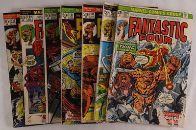 (7) Fantastic Four Comics. 1973-1974 Bronze Age. Conditions for all 7 are fair.