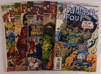 (5) Mixed Lot Of Fantastic Four. Issues #118, #60, #58, #51, #379. Conditions vary.