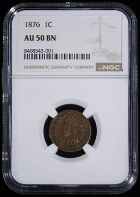 1876 Indian Cent NGC AU 50 BN. Get this for your collection today