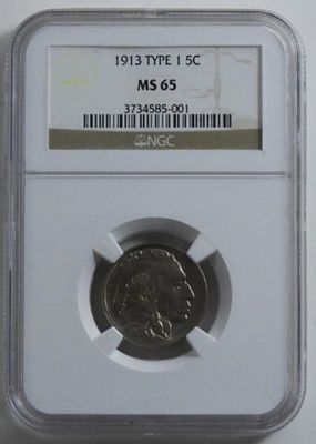 1913 T-1 Buffalo Nickel, NGC MS-65. Bid today