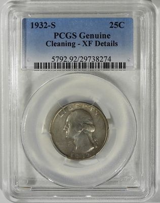1932-S Washington Quarter, PCGS XF Details. Cleaned