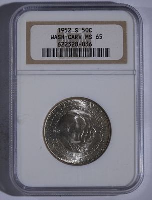 1952-S Wash-Carv Commem Half, NGC MS-65. Bid Now