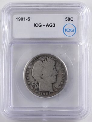 1901-S Barber Half, ICG AG-3. bid with Vintage Auctions