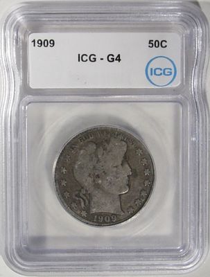 1909 Barber Half Dollar, ICG G-4. Your #1 shop for all things collectible.