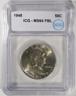 1948 Franklin Half, ICG MS-64 FBL. Bid with Vintage Auctions!