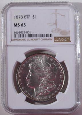 1878 8TF Morgan Dollar, NGC MS-63. Bid today