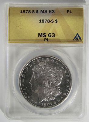 1878-S Morgan Dollar, ANACS MS-63 PL. Bid live now!