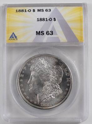 1881-O Morgan Dollar ANACS MS 63. bid with Vintage Auctions