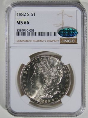 1882-S Morgan Dollar, NGC MS-66 CAC. Bid with Vintage Auctions!