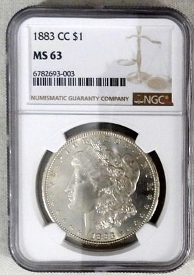 1883-CC Morgan Dollar, NGC MS-63. BID NOW!