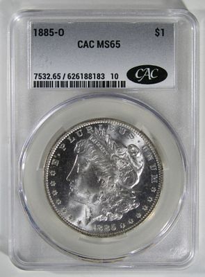 1885-O Morgan Dollar, CAC MS-65. Bid live now!
