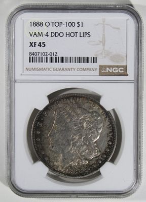 1888-O Morgan Hot Lips, NGC XF-45 Vam-4 DDO. Bid live now!