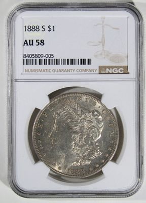 1888-S Morgan Dollar, NGC AU-58. Top-rated online Auction House.