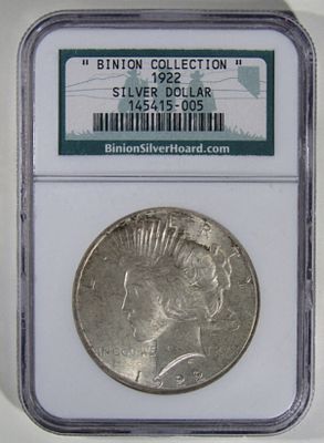 1922 Peace Dollar, NGC Binion Collection. Your #1 shop for all things collectible.