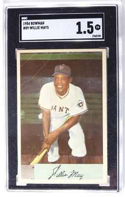 1954 Bowman Number 89 Willie Mays. SGC Graded: 1.5