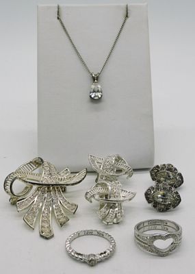 Vintage 925 Earrings, Pin & More. Vintage sterling pin and clip on earring matching set. Pin is 