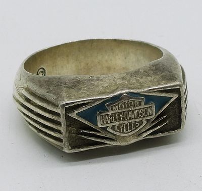 Harley Davidson Signed Sterling Ring. Harley Davidson signed sterling ring, size 12. (13.7 dwt) 