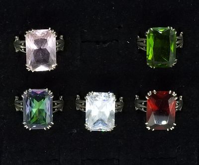 5 Identical Rings with Various Gemstones. Five gorgeous sterling rings with five different 