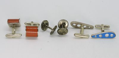 3 Vintage Sterling Cuff Links. Three vintage sterling cuff links. (14 dwt) (6x4x2)