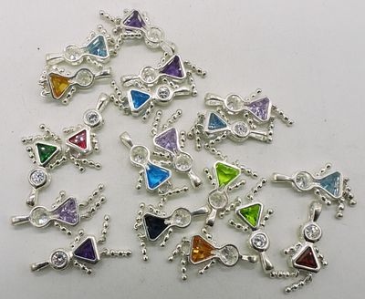 19 Sterling Gemstone Girl Pendants. Nineteen sterling gemstone girl pendants. Various gemstones. 