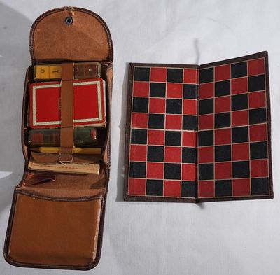 Vintage Gin Rummy/Checkers Travel Game set. Comes with a Gin Rummy score pad, Instructions for 