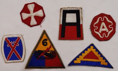 (6) U.S. Army Patches. 6 U.S. Army Patches, some of which include a WWII & Post 10th Light 