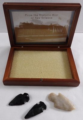 (3) Arrowheads & A Box. Visit us on Facebook!