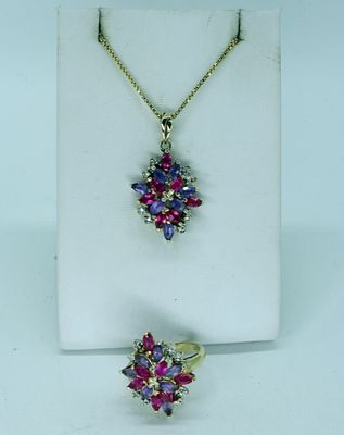 Lab Created Sapphire & Ruby Matching Set. Sterling, Lab created purple sapphire & lab created 