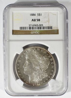 1886 Morgan Dollar, NGC AU-58. Your #1 shop for all things collectible.