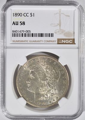 1890-CC Morgan Dollar, NGC AU-58. Top-rated online Auction House.