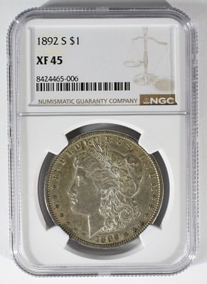 1892-S Morgan Dollar, NGC XF-45. Follow us on Facebook, Instagram, X, and TikTok.