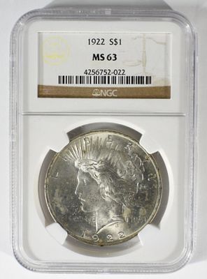 1922 Peace Dollar, NGC MS-63. Top-rated online Auction House.