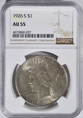 1926-S Peace Dollar, NGC AU-55. Top-rated online Auction House.