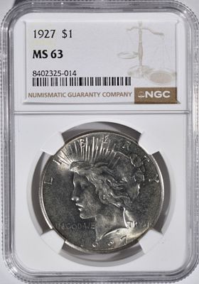 1927 Peace Dollar, NGC MS-63. Follow us on Facebook, Instagram, X, and TikTok.