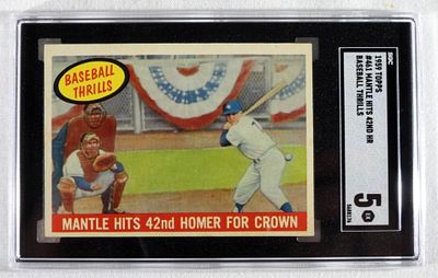 SGC 1959 TOPPS #461 Mantle Hits 42ND HR 5 EX. Mickey Mantle Baseball Thrills. Mantle Hits 42nd 