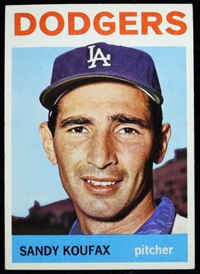 Sandy Koufax #200 TOPPS 1964. In G/VG condition with an ink mark and rounded corners.