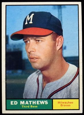 Ed Mathews #120 1961 TOPPS. In G/VG condition, rounded corners with ink spots