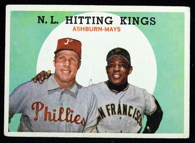 TOPPS Hitting Kings #317 1959. National League Hitting Kings #317 Richie Ashburn & Willie Mays. 