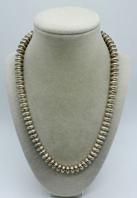 Navajo Sterling Beaded Necklace. Navajo sterling beaded necklace, 20" long. Very Heavy Piece! 