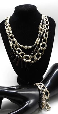 (2) Silver Tone Necklace & Bracelet Sets. Unique