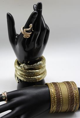 (2) Bracelets & (2) Snake Rings. Large cuff bracelet and Ring Sizes: 7.5