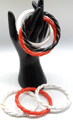 (6) Bangles. Red black and white.