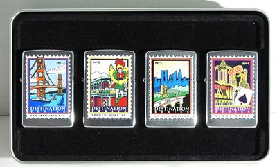 2000 Zippo Destination Series 1-4 Set Sealed. Comes in its original tin case. San Francisco Bay 