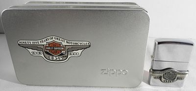 Zippo Harley Davidson 95th Anniversary 1998. Sealed. Comes in its original tin case. 95th 