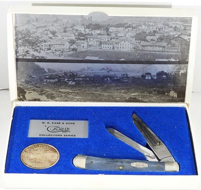 Case XX Collectors Series. Knife and coin. South Fork Dam Johnstown Flood